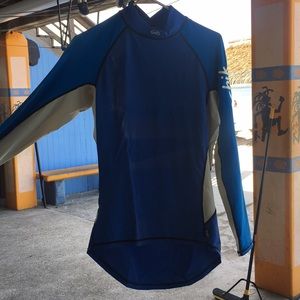 blue rash guard long sleeve shirt
